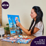 Set pictura si modelare 3D cu argila usoara, 30*40 cm - Greetings from Paris