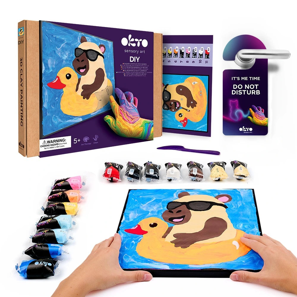 Set pictura cu argila usoara, 29*29 cm - - Capybara