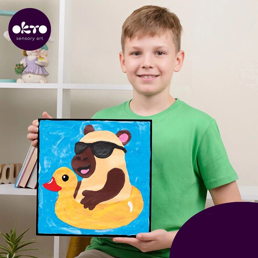 Set pictura cu argila usoara, 29*29 cm - - Capybara