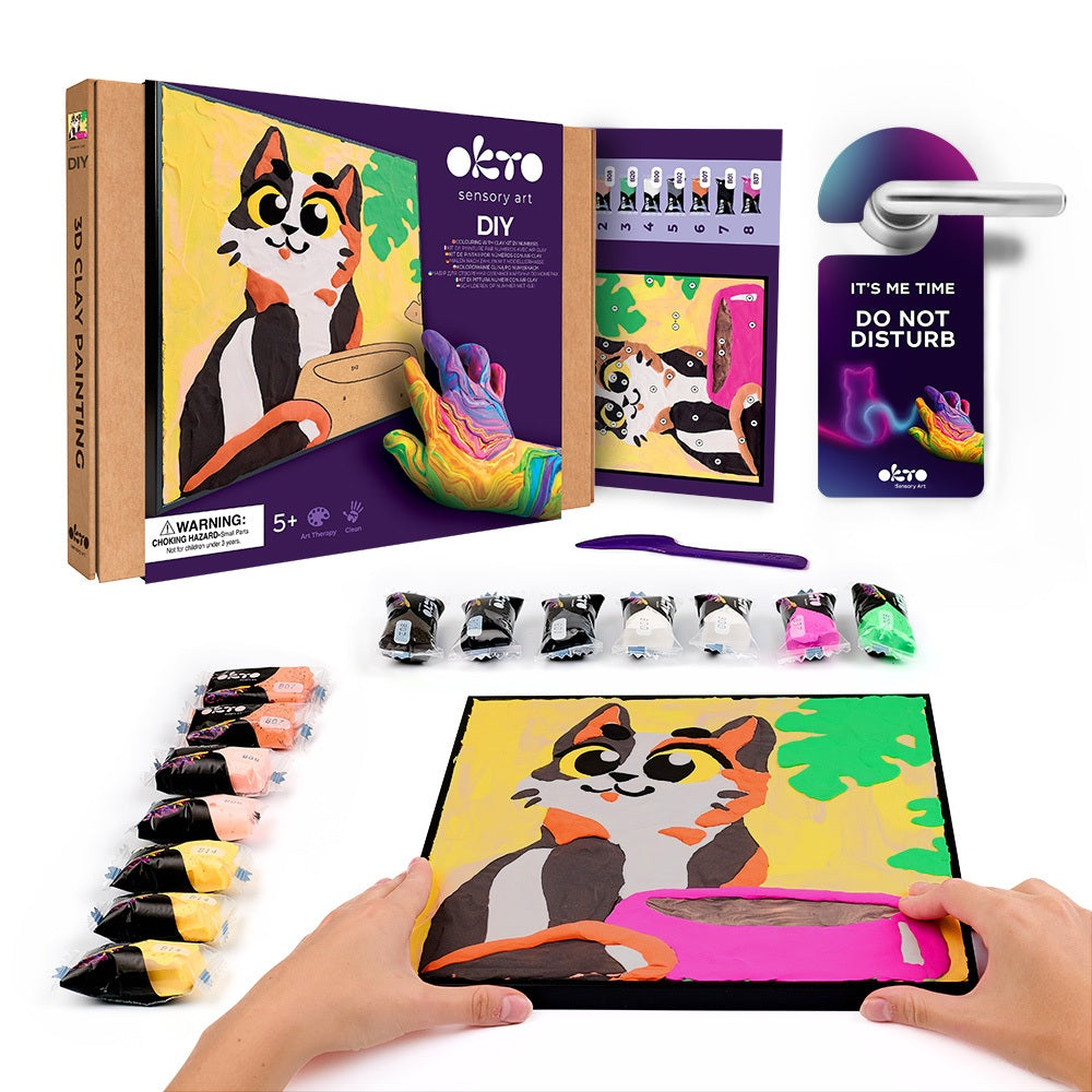 Set pictura cu argila usoara, 29*29 cm - Funny Cat