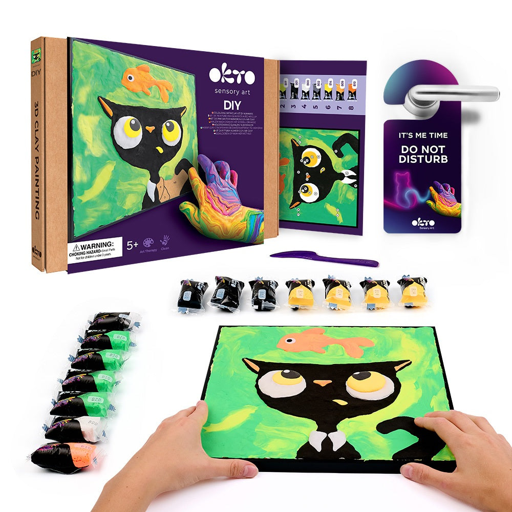 Set pictura cu argila usoara, 29*29 cm - Black Cat