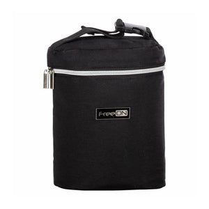 Geanta biberon, FreeON, Double Style, Pentru 2 biberoane, Mentine continutul atat cald, cat si rece, Black