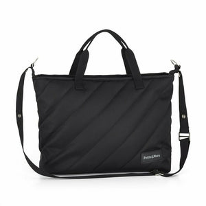 Geanta pentru mamici, Petite&Mars, Mia , Compartimente multiple, Buzunare interioare si exterioare- inclusiv termice, Curea de umar, Sistem de prindere pe carucior, 38 x 27 x 14 cm, Negru