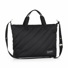 Geanta pentru mamici, Petite&Mars, Mia , Compartimente multiple, Buzunare interioare si exterioare- inclusiv termice, Curea de umar, Sistem de prindere pe carucior, 38 x 27 x 14 cm, Negru