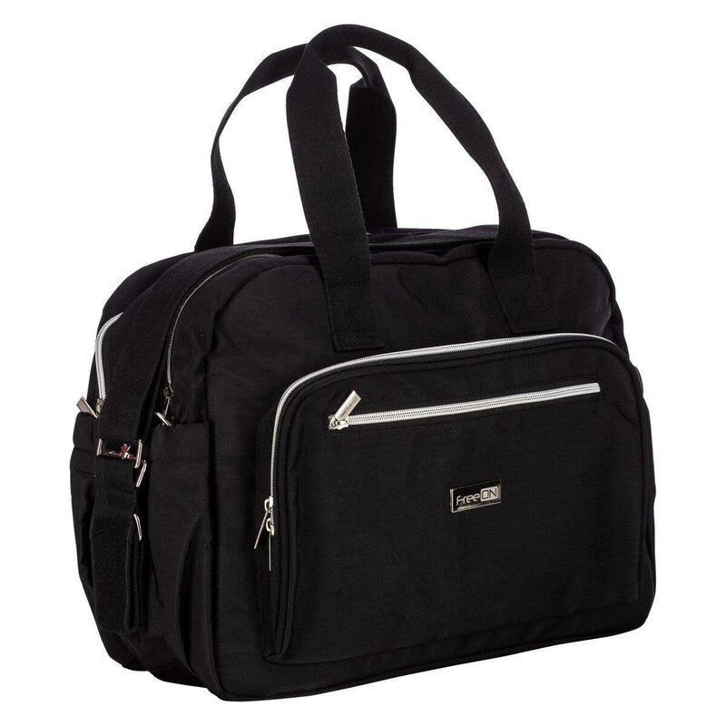 Geanta pentru scutece, FreeON, Style, Impermbeabila, Cu multiple buzunare, Dimensiune compacta, 39x32x18 cm, Black - gogobaby.ro