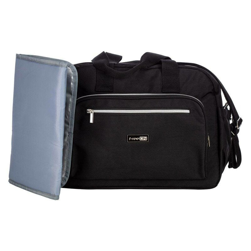 Geanta pentru scutece, FreeON, Style, Impermbeabila, Cu multiple buzunare, Dimensiune compacta, 39x32x18 cm, Black - gogobaby.ro