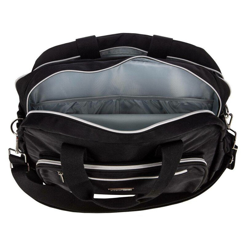 Geanta pentru scutece, FreeON, Style, Impermbeabila, Cu multiple buzunare, Dimensiune compacta, 39x32x18 cm, Black