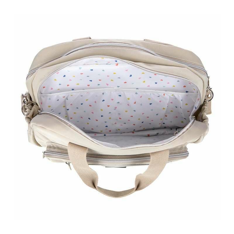 Geanta pentru scutece, FreeON, Style, Impermbeabila, Cu multiple buzunare, Dimensiune compacta, 39x32x18 cm, Grey/beige