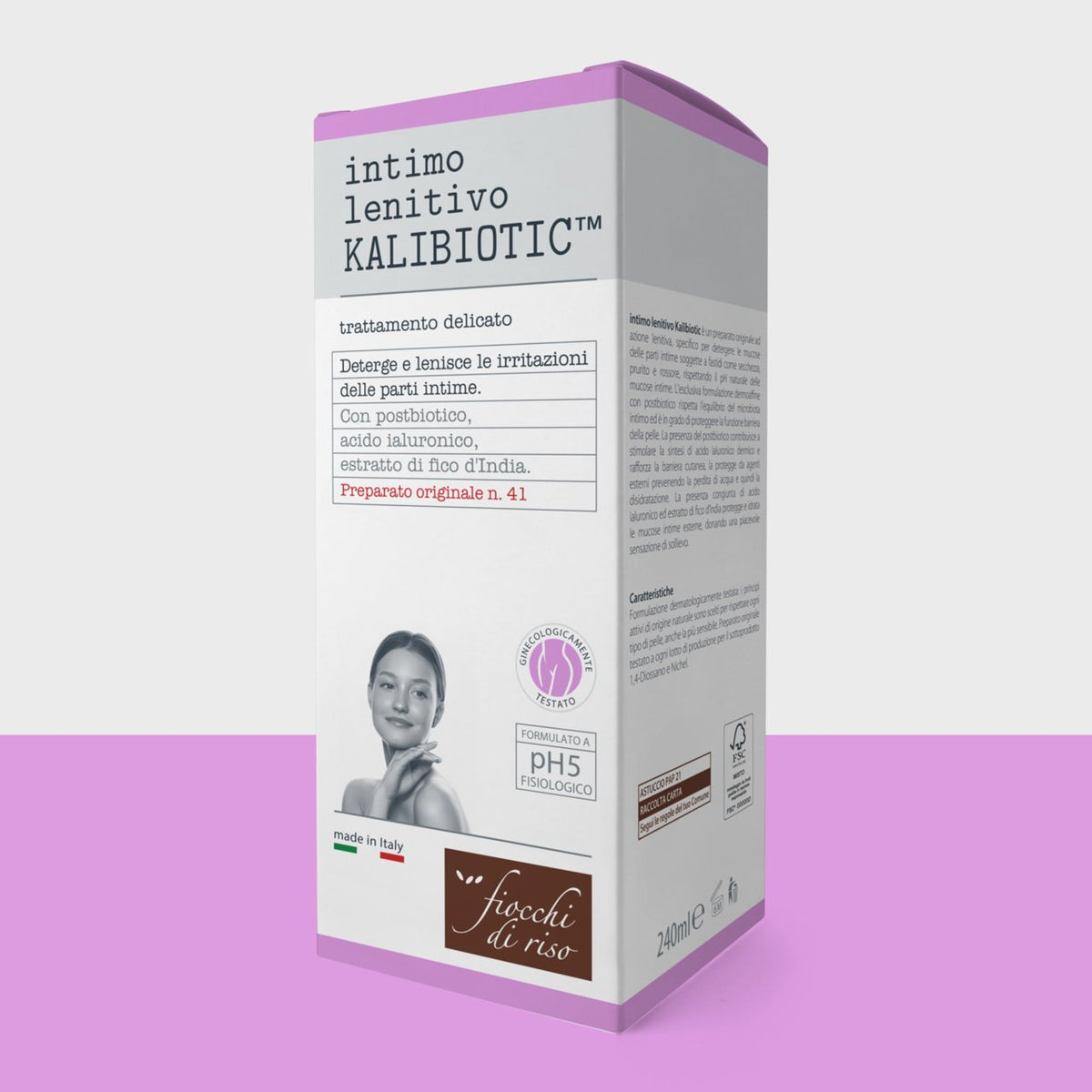 Gel de curatare intima Fiocchi di Riso Kalibiotic (fruct de cactus) pentru perioada menstruatiei, sarcina si post-partum, 240ml - gogobaby.ro