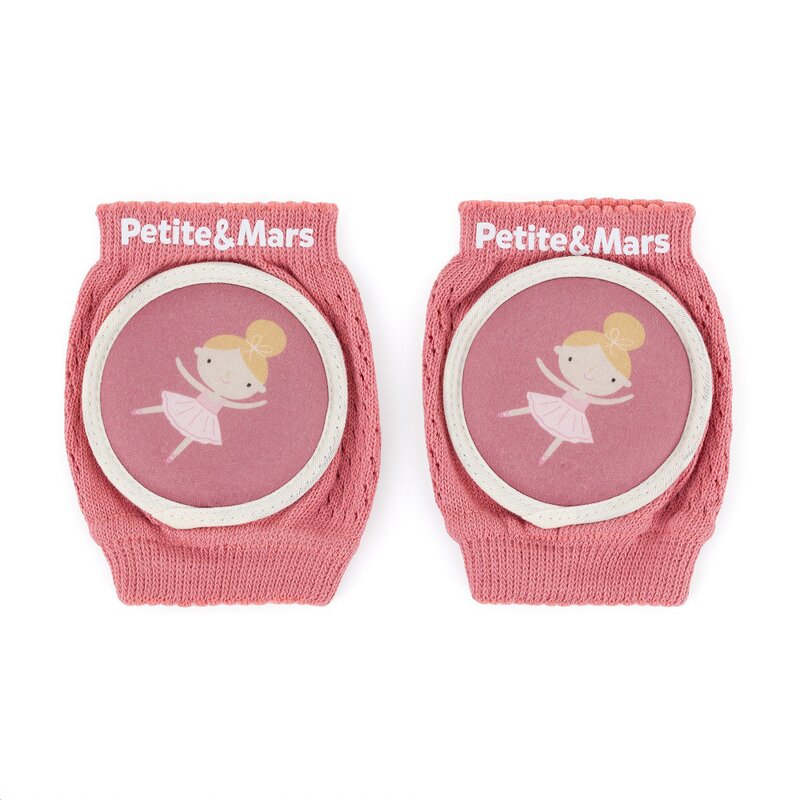 Genunchiere cu pernute, Petite&Mars, Cu elastic, Material respirabil, Stratul antiderapant, 13x10 cm, 6 luni+, Roz - gogobaby.ro