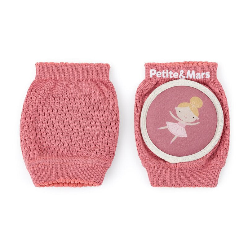 Genunchiere cu pernute, Petite&Mars, Cu elastic, Material respirabil, Stratul antiderapant, 13x10 cm, 6 luni+, Roz - gogobaby.ro