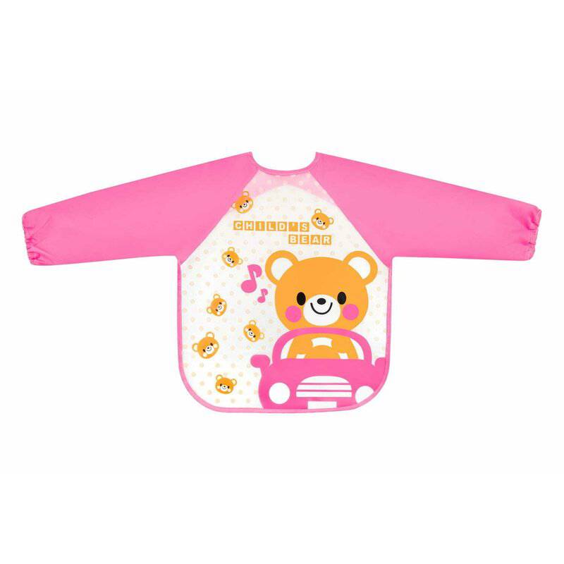 Baveta impermeabila, Bocioland, Cu maneci lungi, Dimensiune 40x35 cm, Bear - gogobaby.ro
