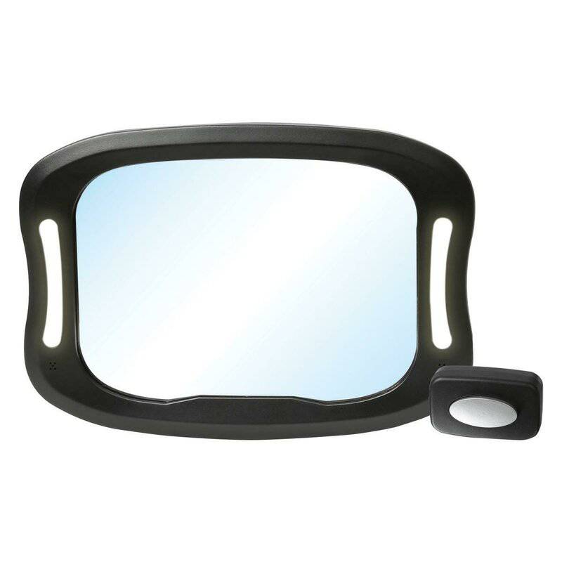 Oglinda auto, FreeON, Pentru masina, Cu iluminare LED, Include telecomanda pentru pornire si oprire usoara, 28x21 cm, Black - gogobaby.ro