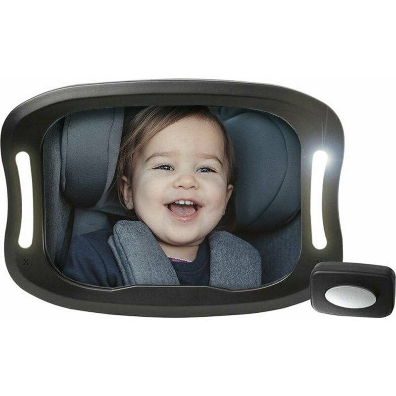 Oglinda auto, FreeON, Pentru masina, Cu iluminare LED, Include telecomanda pentru pornire si oprire usoara, 28x21 cm, Black - gogobaby.ro