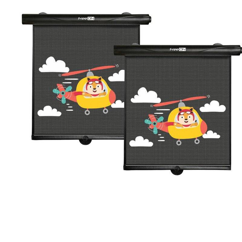 Set 2 parasolare auto, FreeOn, Retractabile, Functioneaza prin apasarea unui buton, Black - gogobaby.ro