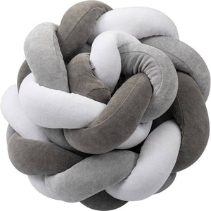 Protectie laterala, Bubaba, Pentru patut bebe, Tip Bumper impletit, Din bumbac, 235x15 cm, Conform cu standardul european EN 16780:2018, Grey White - gogobaby.ro