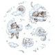 Aparatoare pentru patut, Qmini, Din bumbac certificat Oeko Tex Standard 100, 210x30 cm, Cu panglici, Teddy Bear and Friends Blue