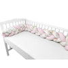 Protectie laterala, MimiNu, Pentru patut bebe, Tip Bumper impletit, Din bumbac, Din materiale certificate Oeko Tex Standard 100, Lungime 220 cm, Sweet Deer Pink