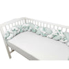 Protectie laterala, MimiNu, Pentru patut bebe, Tip Bumper impletit, Din bumbac, Din materiale certificate Oeko Tex Standard 100, Lungime 220 cm, Dino Mint