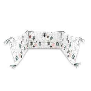 Aparatoare pentru patut, Qmini, Din bumbac certificat Oeko Tex Standard 100, 180x30 cm, Cu panglici, Hedgehog - gogobaby.ro