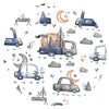Aparatoare pentru patut, MimiNu, Din bumbac certificat Oeko Tex Standard 100, 180x30 cm, Cu panglici, Design, Cars Grey