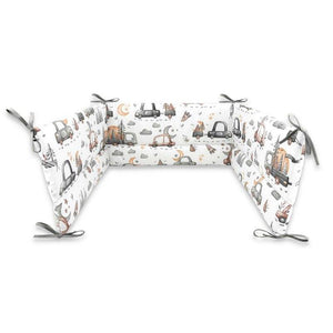 Aparatoare pentru patut, MimiNu, Din bumbac certificat Oeko Tex Standard 100, 180x30 cm, Cu panglici, Design, Cars Grey - gogobaby.ro