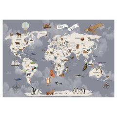 Covor copii , antiderapant,  model Harta Lumii