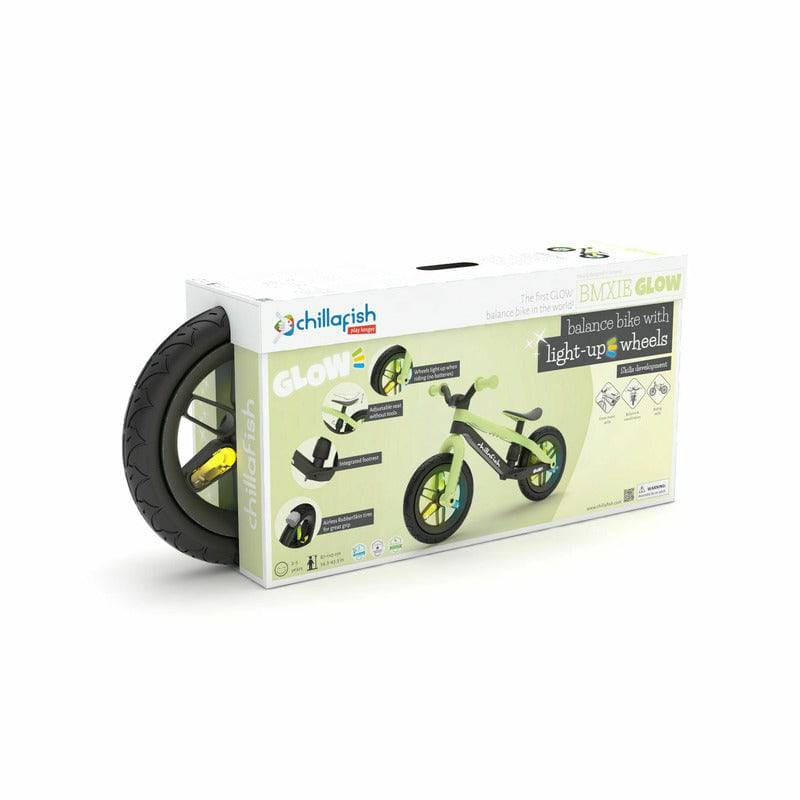 Bicicleta de echilibru, Chillafish, BMXie Glow, Cu spite luminoase, Cu sa reglabila, Greutatate 3.8 Kg, 12 inch, Pentru 2 - 5 ani, Pistachio