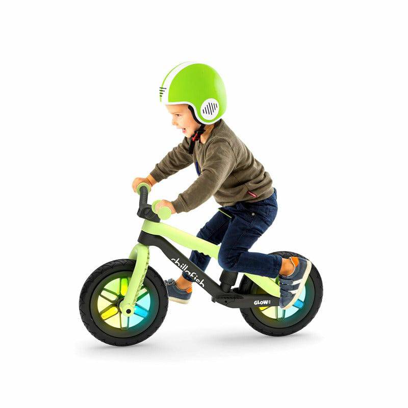 Bicicleta de echilibru, Chillafish, BMXie Glow, Cu spite luminoase, Cu sa reglabila, Greutatate 3.8 Kg, 12 inch, Pentru 2 - 5 ani, Pistachio