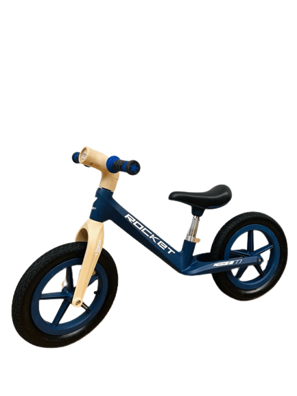Bicicleta fara pedale ROCKET cu roti gonflabile , marime roti 12 inch si lumini, albastru - gogobaby.ro