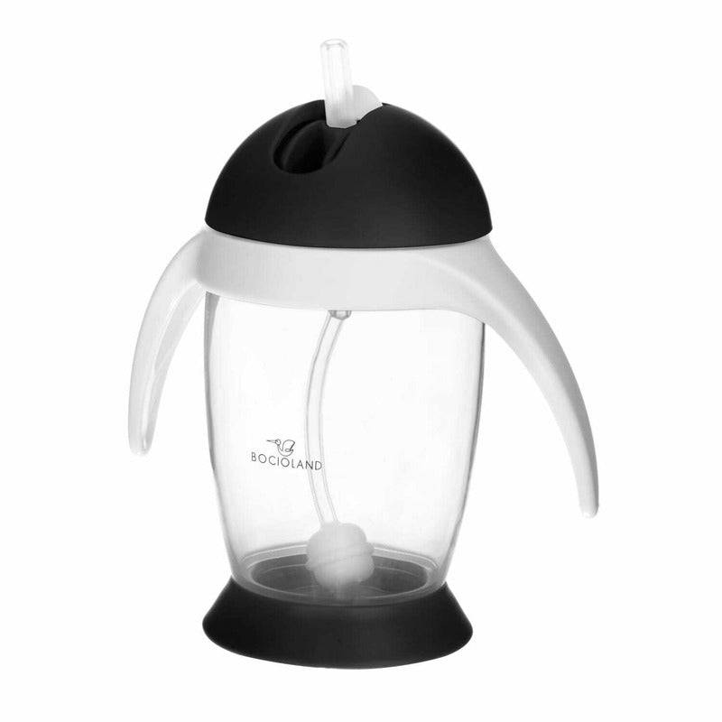 Cana de apa, Bocioland, Cu pai si manere, 300 ml, 6 luni+, Black - gogobaby.ro