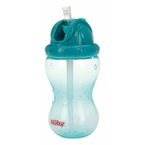 Cana cu pai, Nuby, Anti-alunecare, Cu inchidere etansa, Plastic, 360 ml, 12+ luni, Albastru - gogobaby.ro