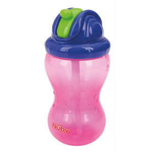 Cana cu pai, Nuby, Anti-alunecare, Cu inchidere etansa, Plastic, 360 ml, 12+ luni, Roz - gogobaby.ro