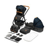 Carucior 2 in 1, Lionelo, Amber, Cadru aluminiu, Cu landou intarit si salteluta moale, Reversibil, Maner ajustabil, Huse pentru picioare, ploaie, Plasa de tantari, Geanta parinti, Pana la 22 kg, EN1888-1, EN1888-2, EN1466, Albastru