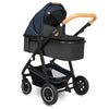 Carucior 2 in 1, Lionelo, Amber, Cadru aluminiu, Cu landou intarit si salteluta moale, Reversibil, Maner ajustabil, Huse pentru picioare, ploaie, Plasa de tantari, Geanta parinti, Pana la 22 kg, EN1888-1, EN1888-2, EN1466, Albastru