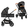 Carucior 2 in 1, Lionelo, Amber, Cadru aluminiu, Cu landou intarit si salteluta moale, Reversibil, Maner ajustabil, Huse pentru picioare, ploaie, Plasa de tantari, Geanta parinti, Pana la 22 kg, EN1888-1, EN1888-2, EN1466, Gri inchis