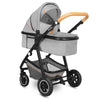 Carucior 2 in 1, Lionelo, Amber, Cadru aluminiu, Cu landou intarit si salteluta moale, Reversibil, Maner ajustabil, Huse pentru picioare, ploaie, Plasa de tantari, Geanta parinti, Pana la 22 kg, EN1888-1, EN1888-2, EN1466, Gri deschis