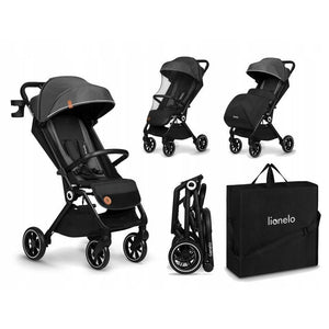 Carucior sport, Lionelo, Cloe, Cu accesorii, Cadru din aluminiu, Pana la 22 kg, Usor, Pliere compacta pentru avion, cu o singura mana, Ideal pentru toate tipurile de suprafete, 6 luni+, Gri - gogobaby.ro