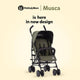 Carucior sport, Petite&Mars, Musca, Cu spatar reglabil, Capotina XXL, Usor, 7.9 kg, 6 luni+, Conform cu standardul european de securitate EN 1888:2018, Gri