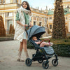 Carucior sport, Petite&Mars, Cross, Autopliabil, 6 luni+, Bara detasabila, Pliabil cu o mana, SPF 40, Sustine pana la 22 kg, Conform cu standardul EN 1888-2:2018, Gri