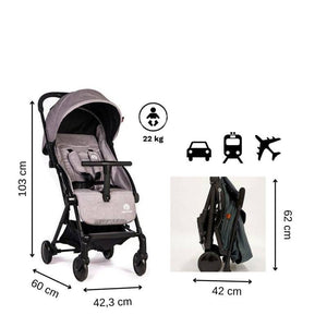 Carucior sport, Petite&Mars, Travel, Ultra-usor, 5 9 kg, 6-36 luni, Compact, Conform cu standardul EN 1888: 2018, Shadow Grey - gogobaby.ro
