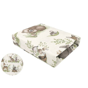Cearceaf cu elastic, MimiNu, Pentru patut leagan sau patut co-sleeper, Dimensiune 90x40 cm, Din bumbac certificat Oeko Tex Standard 100, Design, Calm Forest Natural - gogobaby.ro