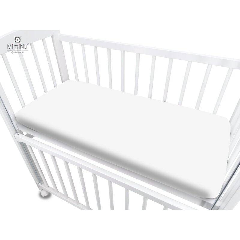 Cearceaf cu elastic, MimiNu, Pentru patut co-sleeper, Timon, Din bumbac jersey, Dimensiune 87 x 51 cm, Material certificat Oeko Tex Standard 100, White - gogobaby.ro