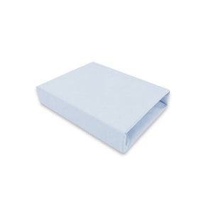 Cearceaf cu elastic, Qmini, Pentru patut leagan sau patut co-sleeper, Dimensiune 90x40 cm, Din bumbac jersey, Material certificat Oeko Tex Standard 100, Blue - gogobaby.ro
