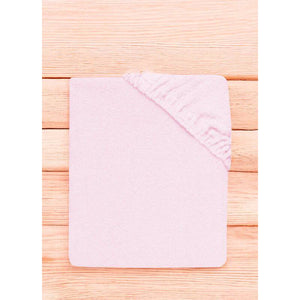 Cearceaf cu elastic, Qmini, Pentru patut leagan sau patut co-sleeper, Dimensiune 90x40 cm, Din bumbac terry, Material certificat Oeko Tex Standard 100, Pink - gogobaby.ro