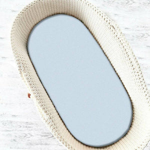 Cearceaf cu elastic, Qmini, Pentru landou, carucior si cosulet, Dimensiune 80x35 cm, Din bumbac terry, Material certificat Oeko Tex Standard 100, Light Blue - gogobaby.ro
