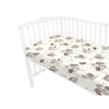 Cearceaf cu elastic, Qmini, Pentru patut 140X70 cm, Din bumbac certificat Oeko Tex Standard 100, Dragons Beige - gogobaby.ro