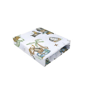 Cearceaf cu elastic, MimiNu, Pentru patut 140X70 cm, Din bumbac certificat Oeko Tex Standard 100, Design, Pirates Blue - gogobaby.ro