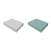 Set 2 cearceafuri cu elastic, Qmini, Pentru patut leagan sau patut co-sleeper, 90x40 cm, Din bumbac, Material certificat Oeko Tex Standard 100, Grey and Dark Mint