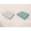 Set 2 cearceafuri cu elastic, Qmini, Pentru patut leagan sau patut co-sleeper, 90x40 cm, Din bumbac, Material certificat Oeko Tex Standard 100, Grey and Dark Mint